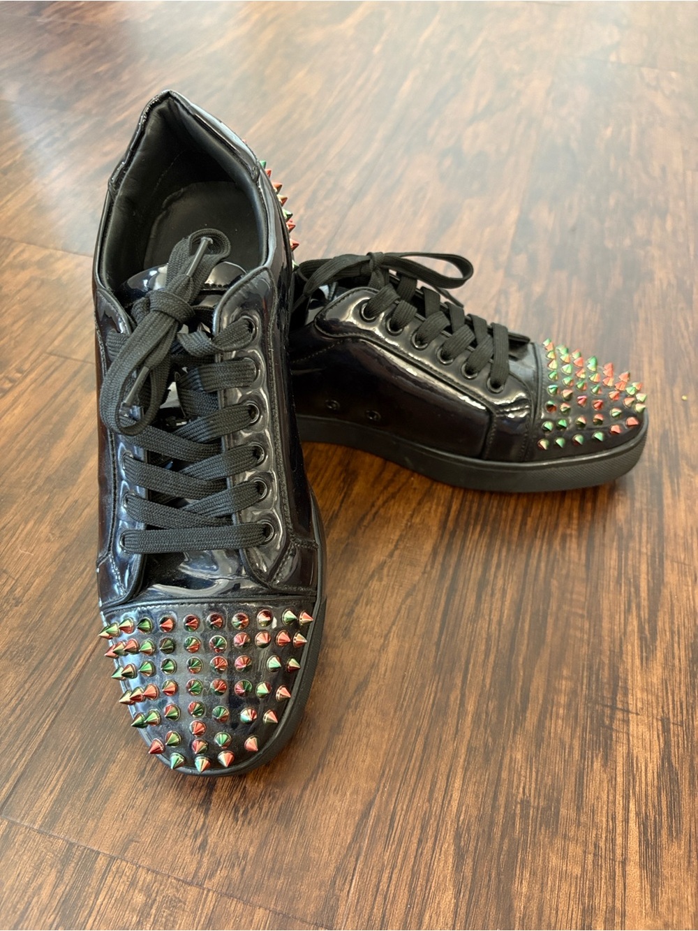 Christian Louboutin Patent Multicolor Spike Sneakers